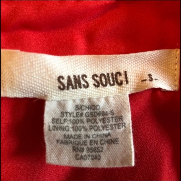 Sans Souci Sleeveless Chiffon Red Shift Dress | S - Picture 2 of 7